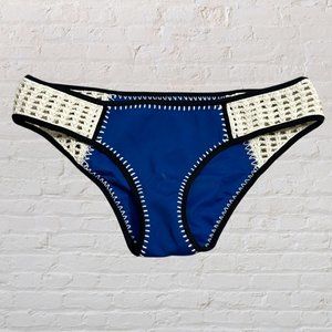 Medium Blue and Cream Crochet Victoria's Secret Bikini Bottom